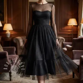 Tyl na TUTU DOTS black