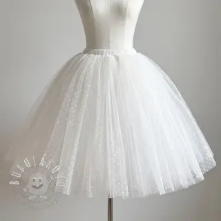 Tyl na TUTU DOTS white