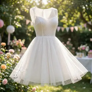 Tyl na TUTU DOTS white