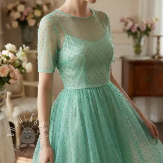 Tyl na TUTU DOTS mint