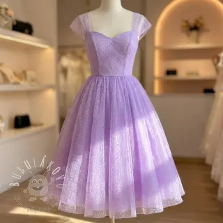 Tyl na TUTU DOTS lilac