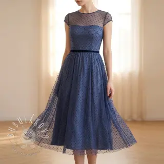 Tyl na TUTU DOTS dark blue