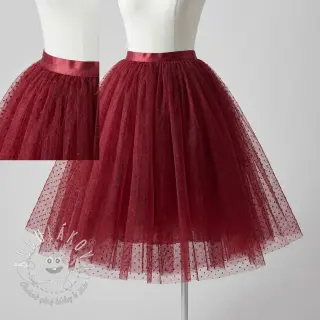 Tyl na TUTU DOTS bordeaux