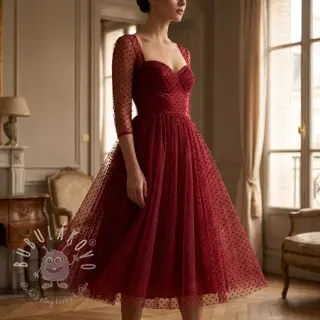 Tyl na TUTU DOTS bordeaux
