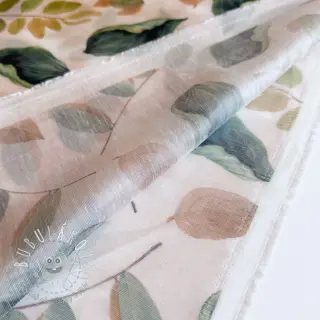 Lyocell s ľanom a hodvábom Retro Flowers design A