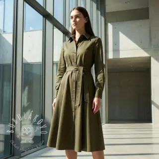 Bavlnená látka TWILL Mango olive green
