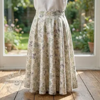 Lyocell s ľanom a hodvábom Retro Flowers design D