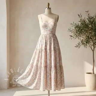 Lyocell s ľanom a hodvábom Retro Flowers design E