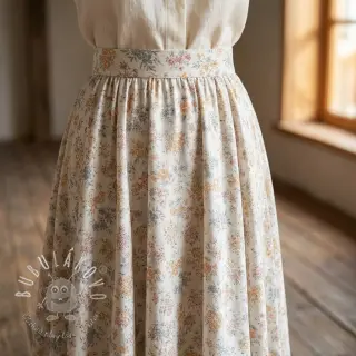 Lyocell s ľanom a hodvábom Retro Flowers design E