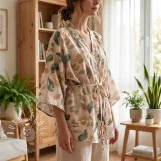 Lyocell s ľanom a hodvábom Retro Flowers design A
