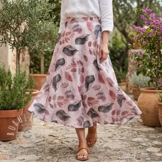 Lyocell s ľanom a hodvábom Retro Flowers design B