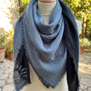 Dvojitá gázovina/mušelín DOUBLE FACE marine
