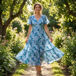 Viskóza RAYON POPLIN Flower sea design D