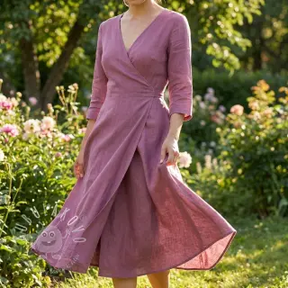 Viskóza s ľanom WASHED mauve