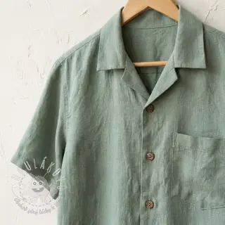 Viskóza s ľanom WASHED old green