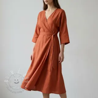 Viskóza s ľanom WASHED terracotta