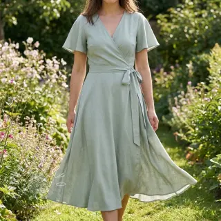 Viskóza s ľanom WASHED mint