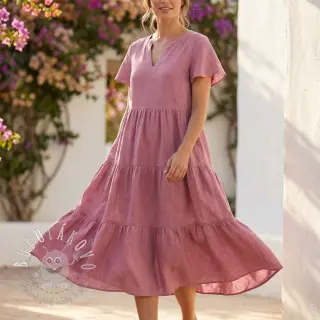 Viskóza s ľanom WASHED old pink