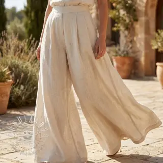 Viskóza s ľanom WASHED light beige