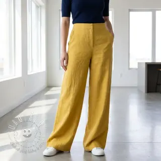 Viskóza s ľanom WASHED ochre