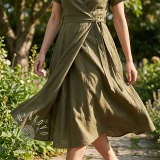 Viskóza s ľanom WASHED olive