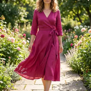 Viskóza s ľanom WASHED berry