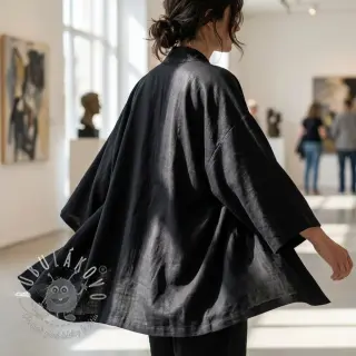 Viskóza s ľanom WASHED black