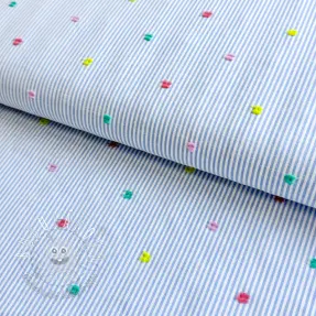 Bavlnená látka DOBBY Stripe and dotty blue