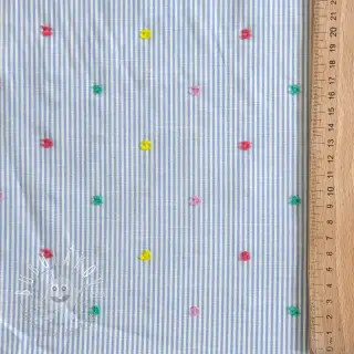 Bavlnená látka DOBBY Stripe and dotty blue