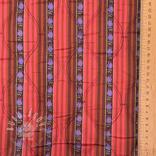 Bavlnená látka VOILE STEPPED Paisley flowers brown digital print