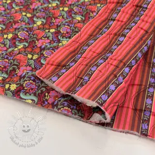 Bavlnená látka VOILE STEPPED Paisley flowers brown digital print