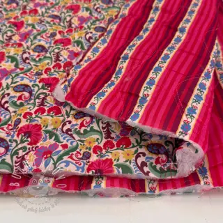 Bavlnená látka VOILE STEPPED Paisley flowers white digital print