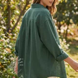 Viskóza s ľanom WASHED dark green