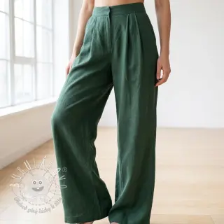 Viskóza s ľanom WASHED dark green