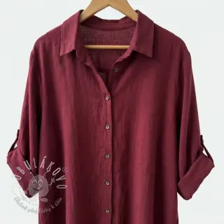 Viskóza s ľanom WASHED wine red
