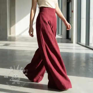 Viskóza s ľanom WASHED wine red