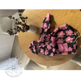 Kabátovina TEDDY JACQUARD Flowers army green/pink