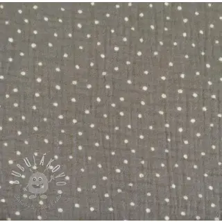 Dvojitá gázovina/mušelín Dots grey/white