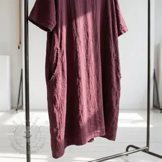 Ľan predpraný STONEWASHED PREMIUM bordeaux