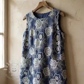 Bavlnená látka JEANS EMBROIDERY Niva design A