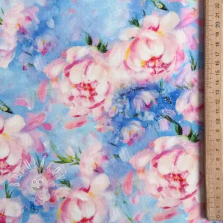 Bavlnená látka SATIN STRETCH Peony roses
