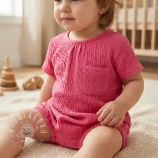 Bavlnená látka SMOGGED EMBROIDERY pink