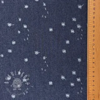 JEANS DENIM 6 OZ Uneven Small Holes dark blue