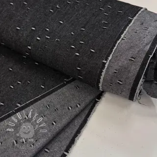 JEANS DENIM 6 OZ Uneven Small Holes black