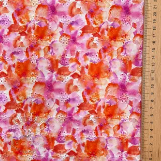 Bavlnená látka EMBROIDERY Viola peach digital print