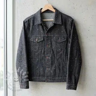 JEANS DENIM 6 OZ Uneven Small Holes black
