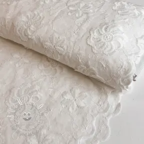 Bavlnená látka EMBROIDERY Catchy Flowy white