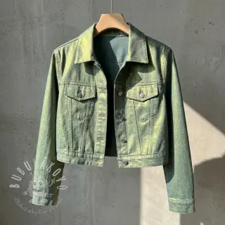 JEANS DENIM 8,5 OZ STRETCH WASHED metallic green