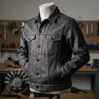 JEANS DENIM Metallic black silver