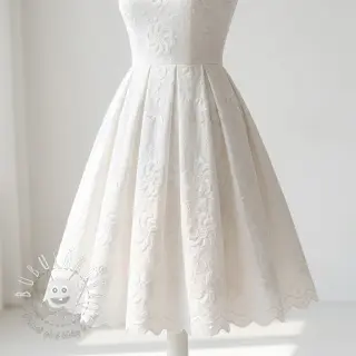 Bavlnená látka EMBROIDERY Catchy Flowy white